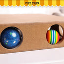 Square Pet Cat Interactive Catnip Toys Wood Box with Balls Inside 25cmx25cmx6cm