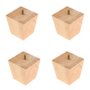 PACK 4 Furniture Feet Sofa Leg Solid Wood Square Cone Shape Burlywood