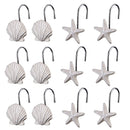 12pcs/Set Shower Curtain Hooks Resin Shell Starfish Slide Bathroom Decoration Hot