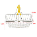 Wire Mesh Basket Organizer Crate Bin Laundry Bucket Barrel with Carrying Handles Yellow