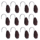 12-Piece Resin Pine Cone Design Curtain Ring Hooks Hangers for Shower,Window,Door Curtains Decoration