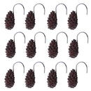 12-Piece Resin Pine Cone Design Curtain Ring Hooks Hangers for Shower,Window,Door Curtains Decoration