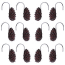 12-Piece Resin Pine Cone Design Curtain Ring Hooks Hangers for Shower,Window,Door Curtains Decoration