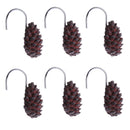 12-Piece Resin Pine Cone Design Curtain Ring Hooks Hangers for Shower,Window,Door Curtains Decoration