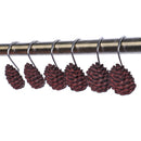12-Piece Resin Pine Cone Design Curtain Ring Hooks Hangers for Shower,Window,Door Curtains Decoration