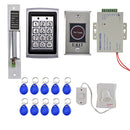 New Complete RFID Door Gate Access Control Keypad NO Touch Exit Button Power Supply Keyfods Magnet Door Lock Kits Set