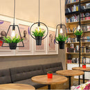 Black Geometric Iron Ceiling Lamp Pendant Light Plants Flower Pots Light Fixture