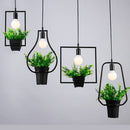 Black Geometric Iron Ceiling Lamp Pendant Light Plants Flower Pots Light Fixture