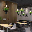Black Geometric Iron Ceiling Lamp Pendant Light Plants Flower Pots Light Fixture