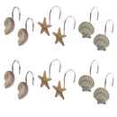 12Pcs of Mediterranean Seashell Starfish Shower Curtain Rings Hook Hanger