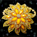 Fashionable Rhinestone Charms Flower Curtain Hook Tie Back Holdback Panel Broach Buckle for Home Hotel Bedroom Curtains Gold