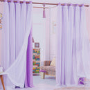 Home Bedroom Window Door Decor 2-in-1 Sheer Curtain Window Blinds Drape With Grommets Top 150x250cm-Purple