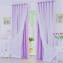 Home Bedroom Window Door Decor 2-in-1 Sheer Curtain Window Blinds Drape With Grommets Top 150x250cm-Purple