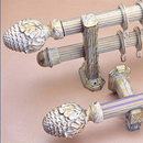2Pcs Aluminium Alloy 34mm Inner Dia. Window Drapery Curtain Rod End Drapery Pole Rail Decorative Head