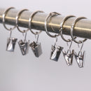 12 Piece Curtain Ring Hook with Clips with Eyelet for Window/Door/Bath 25mm, Drapery Rings Hanger