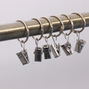 12 Piece Curtain Ring Hook with Clips with Eyelet for Window/Door/Bath 25mm, Drapery Rings Hanger