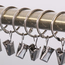 12 Piece Curtain Ring Hook with Clips with Eyelet for Window/Door/Bath 25mm, Drapery Rings Hanger