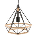 Retro Manila Rope Twined Diamond Lightshade Ceiling Chandelier Decorative Hanging Light for Home Shop Restaurant Decoration
