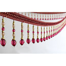 Beaded Fringe Trim with Teardrop Dangling Braid Lace Edging Home DIY Craft 13y, Red