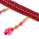 Beaded Fringe Trim with Teardrop Dangling Braid Lace Edging Home DIY Craft 13y, Red