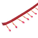 Beaded Fringe Trim with Teardrop Dangling Braid Lace Edging Home DIY Craft 13y, Red