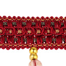 Beaded Fringe Trim with Teardrop Dangling Braid Lace Edging Home DIY Craft 13y, Red