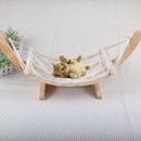Pet Cat Rat Hamster Ferret Hammock Small Animals Hanging Swing Bed Toy House Kitten Puppy-Wood Frame Comfy Plush ( Beige )