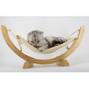 Pet Cat Rat Hamster Ferret Hammock Small Animals Hanging Swing Bed Toy House Kitten Puppy-Wood Frame Comfy Plush ( Beige )
