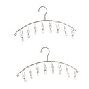 Pack of 2, Drip Hanger with 8 Pegs Clip Stainless Steel Clothes Hanger Laundry Drying Rack for Drying Socks, Baby Clothes, Bras, Towel, Underwear, Hat, Scarf, Pants, Gloves