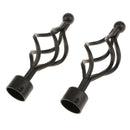 2Pcs Iron Window Curtain Pole End Drape Rod Finals Head for Rods with Dia. 28mm Black