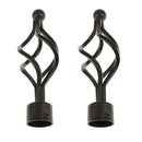 2Pcs Iron Window Curtain Pole End Drape Rod Finals Head for Rods with Dia. 28mm Black