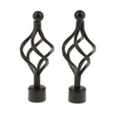 2Pcs Iron Window Curtain Pole End Drape Rod Finals Head for Rods with Dia. 28mm Black