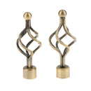 2Pcs Iron Window Curtain Pole End Drape Rod Finals Head for Rods with Dia. 28mm Bronze