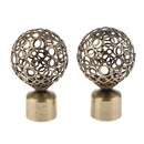 2Pcs Iron Window Curtain Pole End Drape Rod Finals Head for Rods with Dia. 28mm Hollow Ball