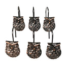 PACK 12 Shower Curtain Rings Gliding Hooks Curtain Sunblind Tieback Owl Theme