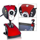 6-LED HD Clip-on Webcam Camera + USB 2.0 Microphone for Computer PC Laptop