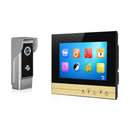 7 Inch Video Door Phone Doorbell Entry Intercom System Kit with 1-camera 1-monitor TFT LCD Screen Unlock IR Night Vision Rainproof Home Security EU Plug (Golden)