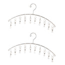 2Pcs Stainless Steel 10 Pegs Clips Drying Rack, Space Saver Hanger, Arc Design, Drying Pegs for Socks, Towels, Underwear, Scarves, Shirt or Small Size Clothes