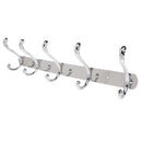 Strong 5-Hook Rack Wall Hook Coat Key Clothes Towel Hanger Holder Silver