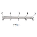 Strong 5-Hook Rack Wall Hook Coat Key Clothes Towel Hanger Holder Silver
