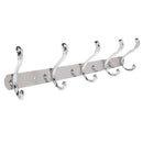 Strong 5-Hook Rack Wall Hook Coat Key Clothes Towel Hanger Holder Silver