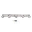Silver Wall Hook Rail Hanger Clothes Towel Coat Key Hat Robe Hook Rack, Sent with Screws