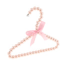 Children Kids Plastic Pearl Beaded Clothes Hangers with Ribbon Bowknot Pink