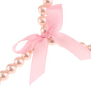 Children Kids Plastic Pearl Beaded Clothes Hangers with Ribbon Bowknot Pink