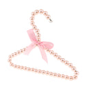 Children Kids Plastic Pearl Beaded Clothes Hangers with Ribbon Bowknot Pink