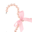 Children Kids Plastic Pearl Beaded Clothes Hangers with Ribbon Bowknot Pink