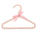 Children Kids Plastic Pearl Beaded Clothes Hangers with Ribbon Bowknot Pink