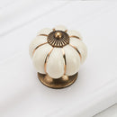 Ceramic Cute Pumpkin Style Kitchen Cabinet Pull Knob Handle Hardware White