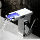 BLUE/GREEN/RED 3 COLOR CHANGING WATER FAUCET ADJUSTABLE WATERFALL SWIVEL TAP