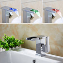 BLUE/GREEN/RED 3 COLOR CHANGING WATER FAUCET ADJUSTABLE WATERFALL SWIVEL TAP
